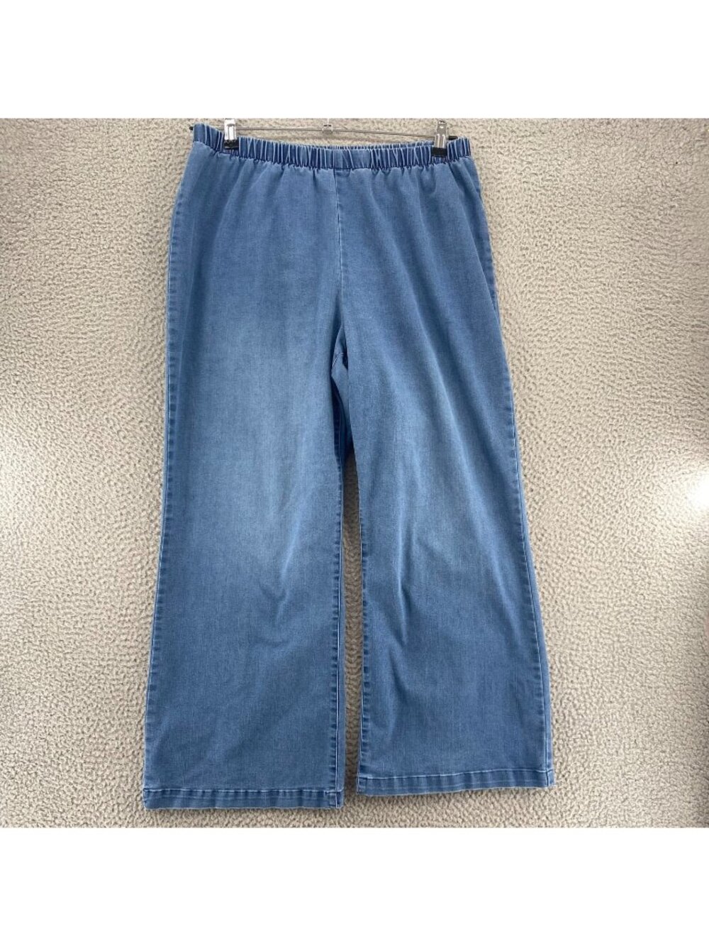 Denim 24/7 Jeans Womens 22W Blue Ankle Wide Leg High Rise Elastic Waist Stretch